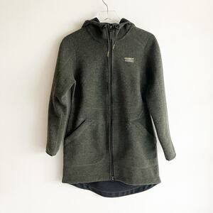 LL Bean Hooded Sweater Fleece Jacket PS Dark Green Petite Small 516747